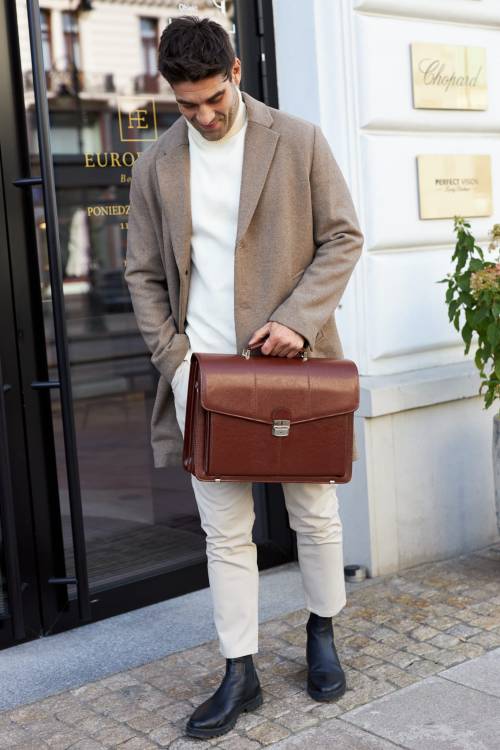 Teczka męska skórzana Tizano TS17 brązowa