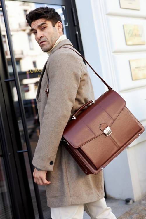 Teczka męska skórzana Tizano TS17 brązowa