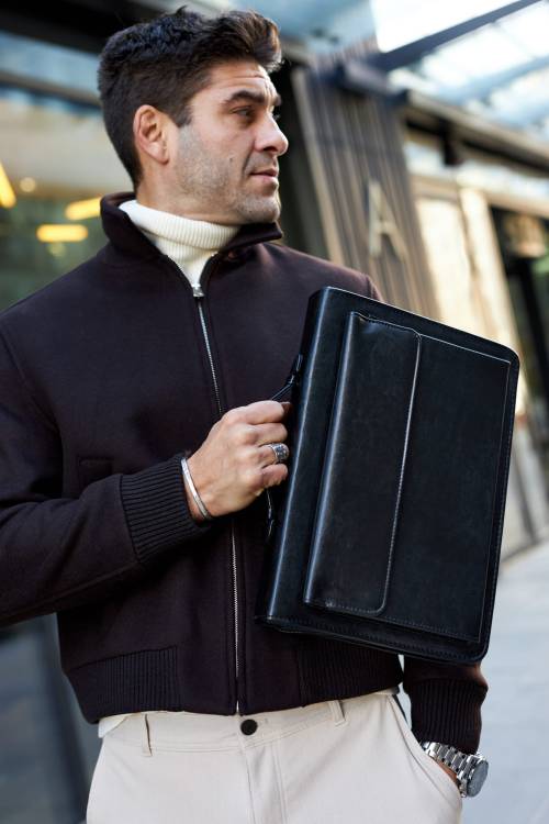 Aktówka skórzana Tizano BWS17 czarna