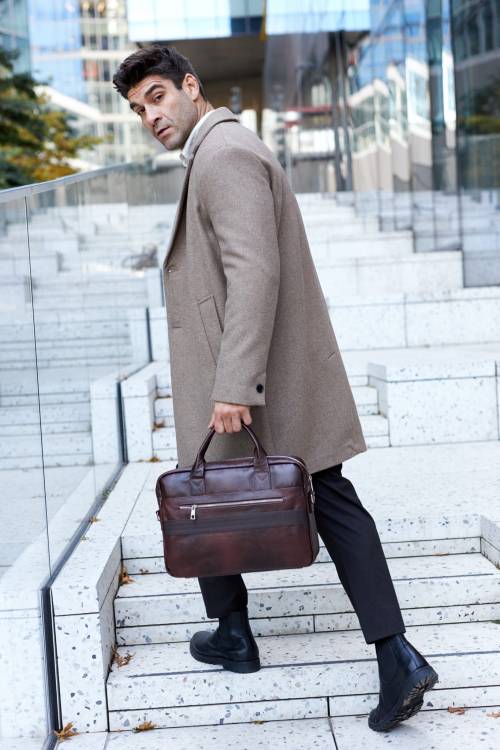 Torba męska skórzana Tizano TM01 czekolada