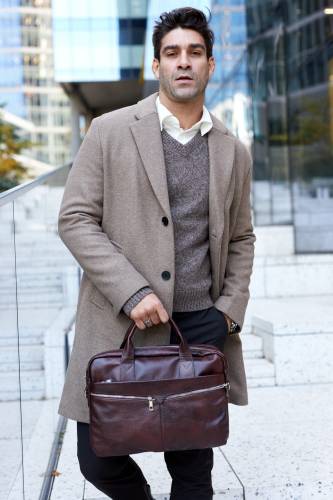 Torba męska skórzana Tizano TM01 czekolada