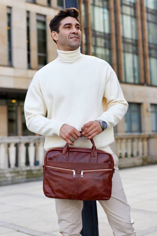 Torba męska skórzana Tizano TM01 brąz cieniowany