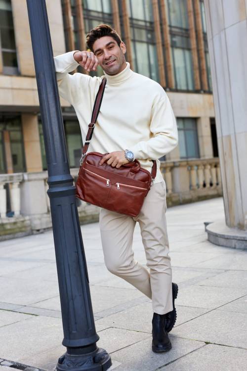 Torba męska skórzana Tizano TM01 brąz cieniowany