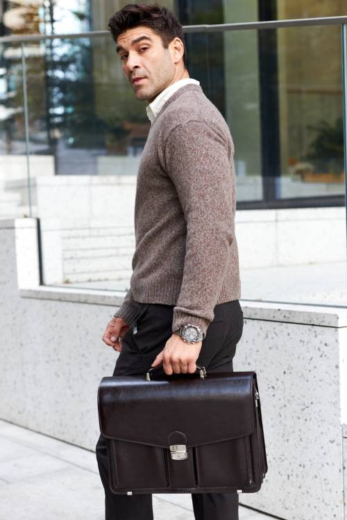 Teczka męska skórzana Tizano TS02 czekolada