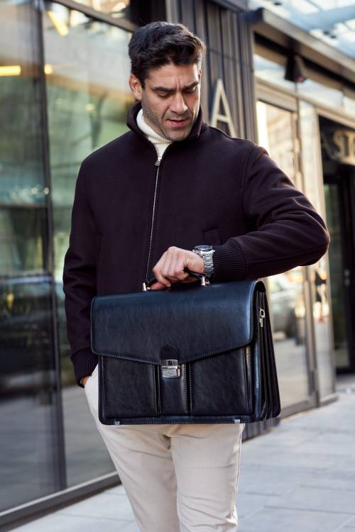 Teczka męska skórzana Tizano TS02 czarna