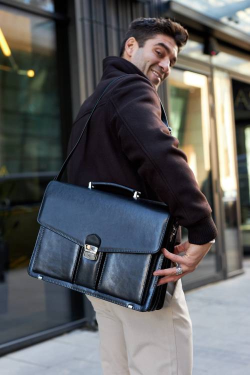 Teczka męska skórzana Tizano TS02 czarna